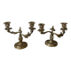 Pair of rocaille candlesticks in gilded bronze