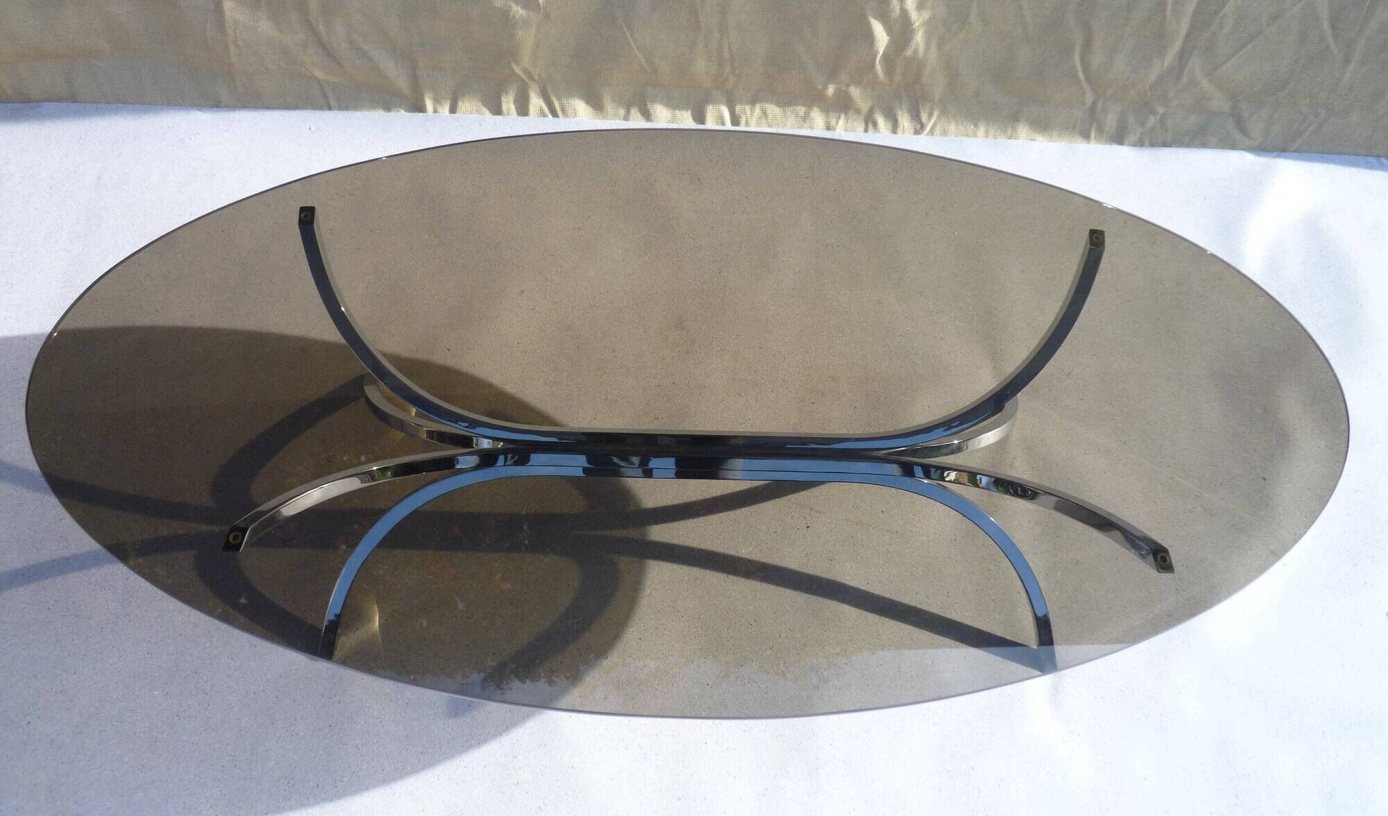 Table basse ovale verre et acier