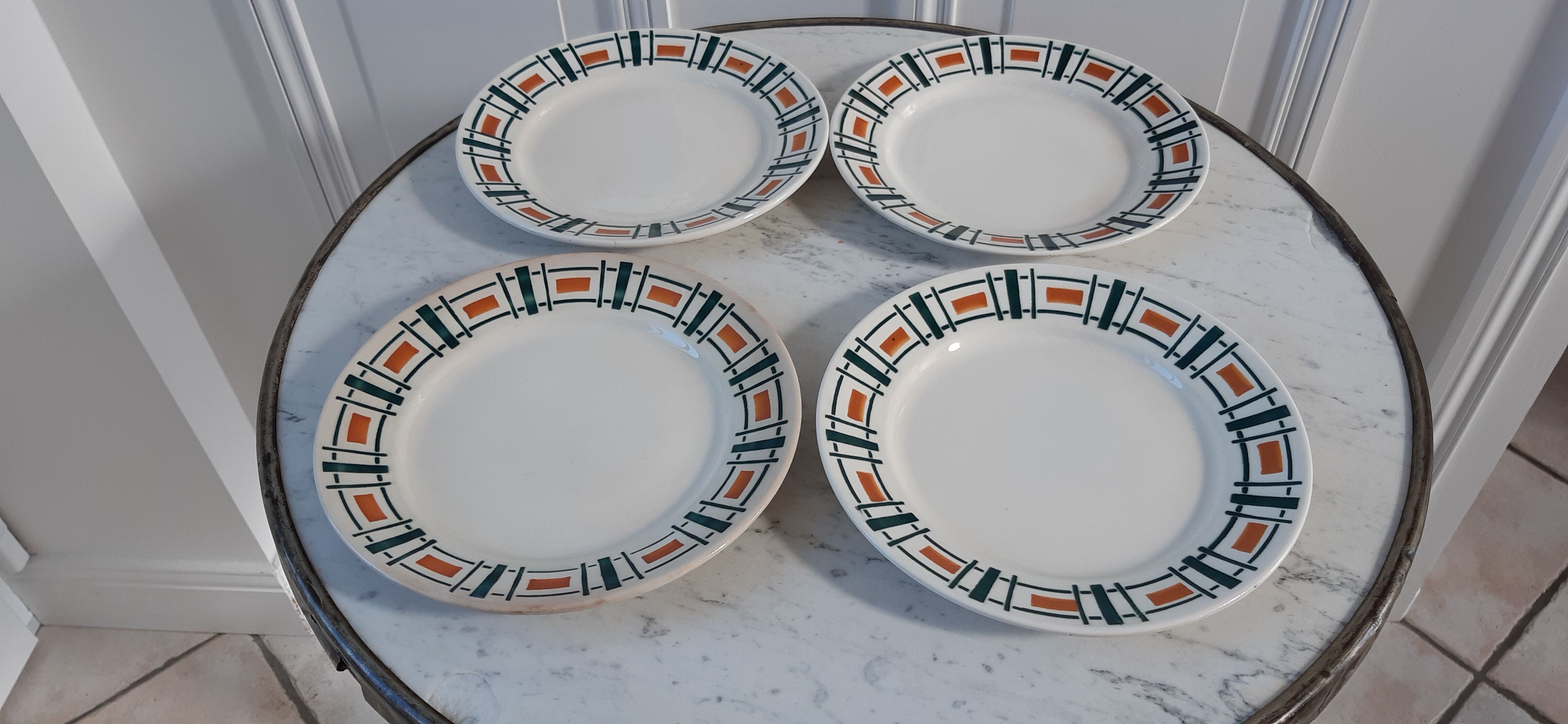 Set of 4 dessert plates Badonviller model Quiberon year 30