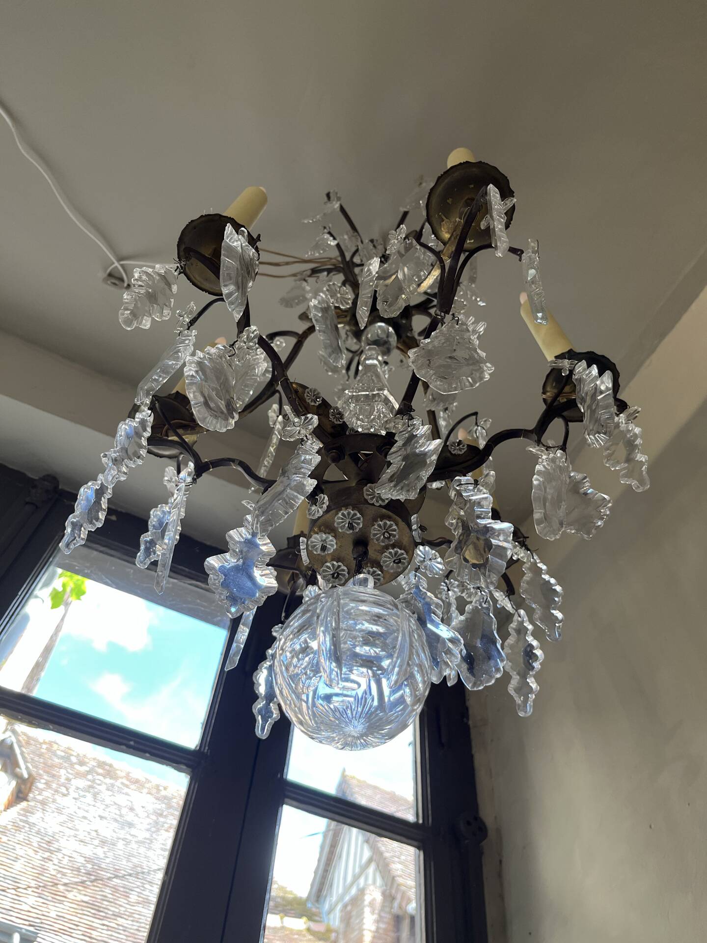 Lustre à pampille  cristal 19 eme