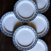 A set of 6 flat plates Terre de Fer Guirlandes Louis XVI Salins