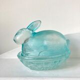 Rabbit-shaped molded glass candy box