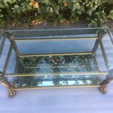 Table basse à deux plateaux verre et miroir