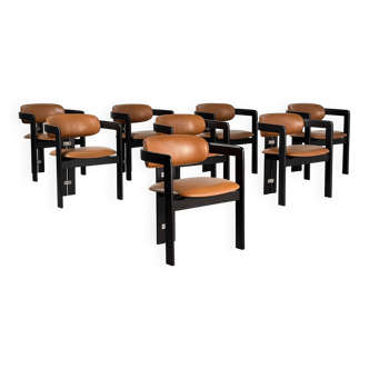 Large set of eight "Pamplona" chairs by Augusto Savini for Pozzi, 1960s.