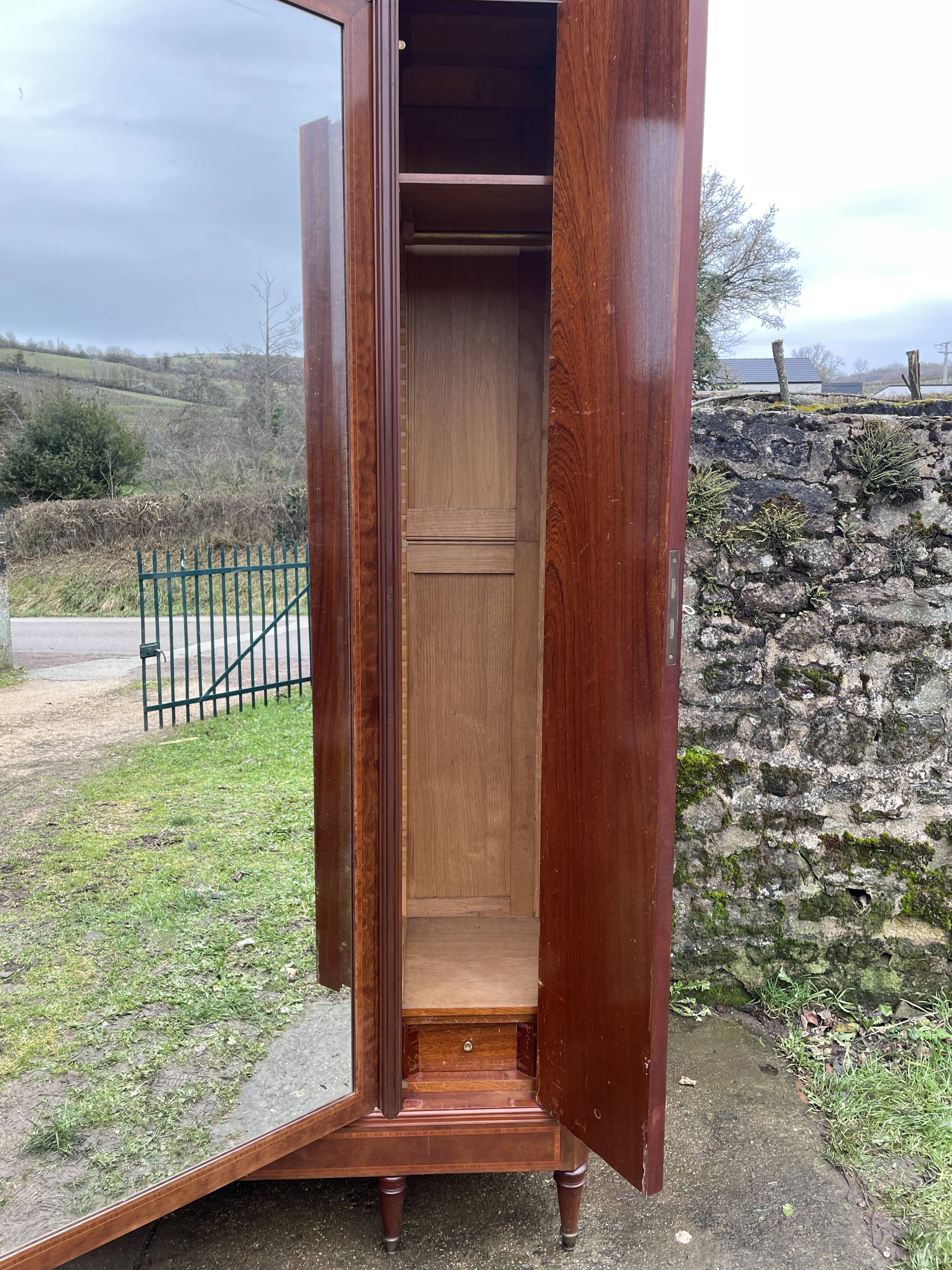 Louis XVI wardrobe, bronze oak and marquetry