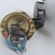 Pair of chromed and opaline metal wall lights