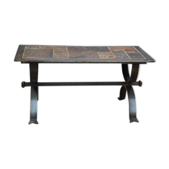 Lava stone and slate design coffee table France 1950