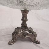Compotier on foot of early twentieth in glass and metal