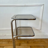 Vintage chrome and smoked glass side table