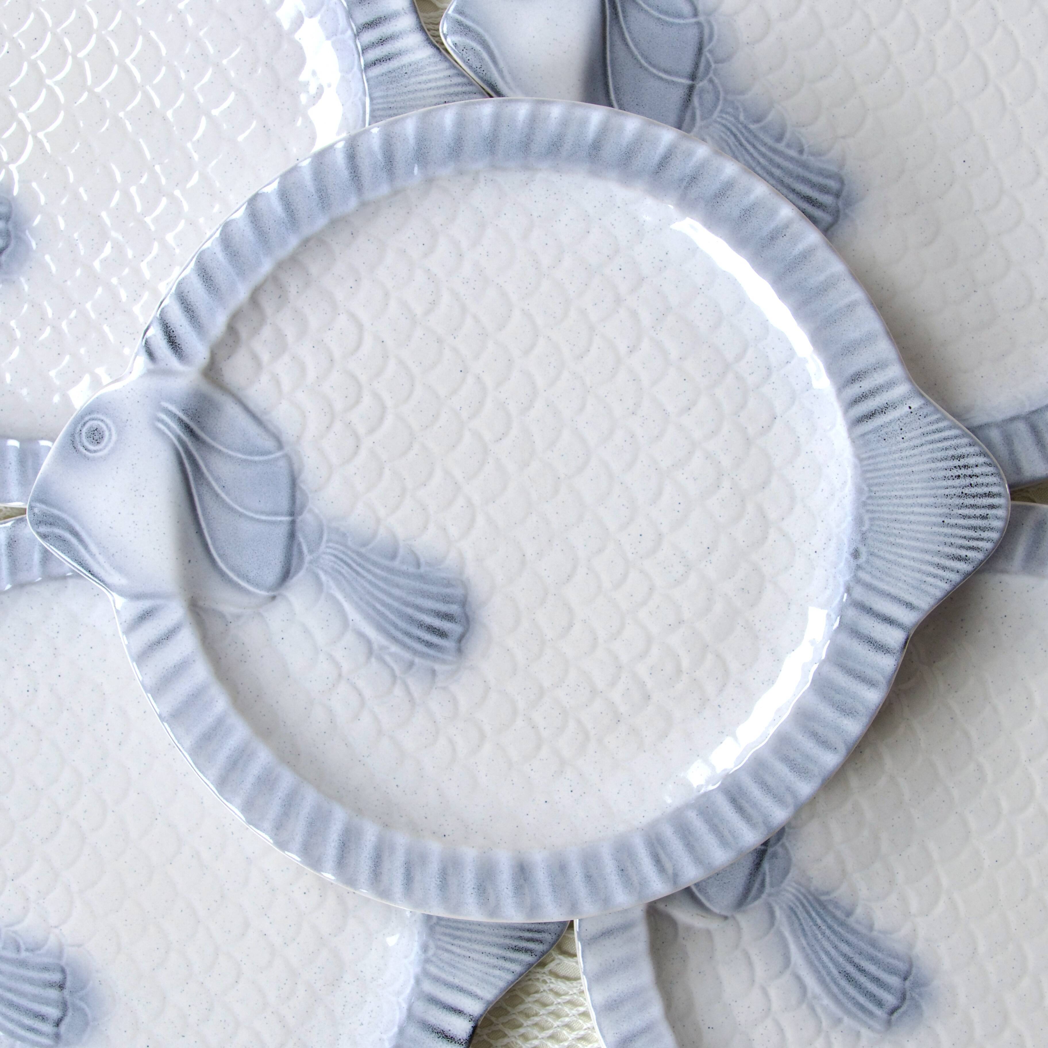 Antique fish-shaped earthenware dinner service signed West Germany Staffel