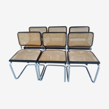 Suite of 6 chairs Cesca B32 by Marcel Breuer years 1992