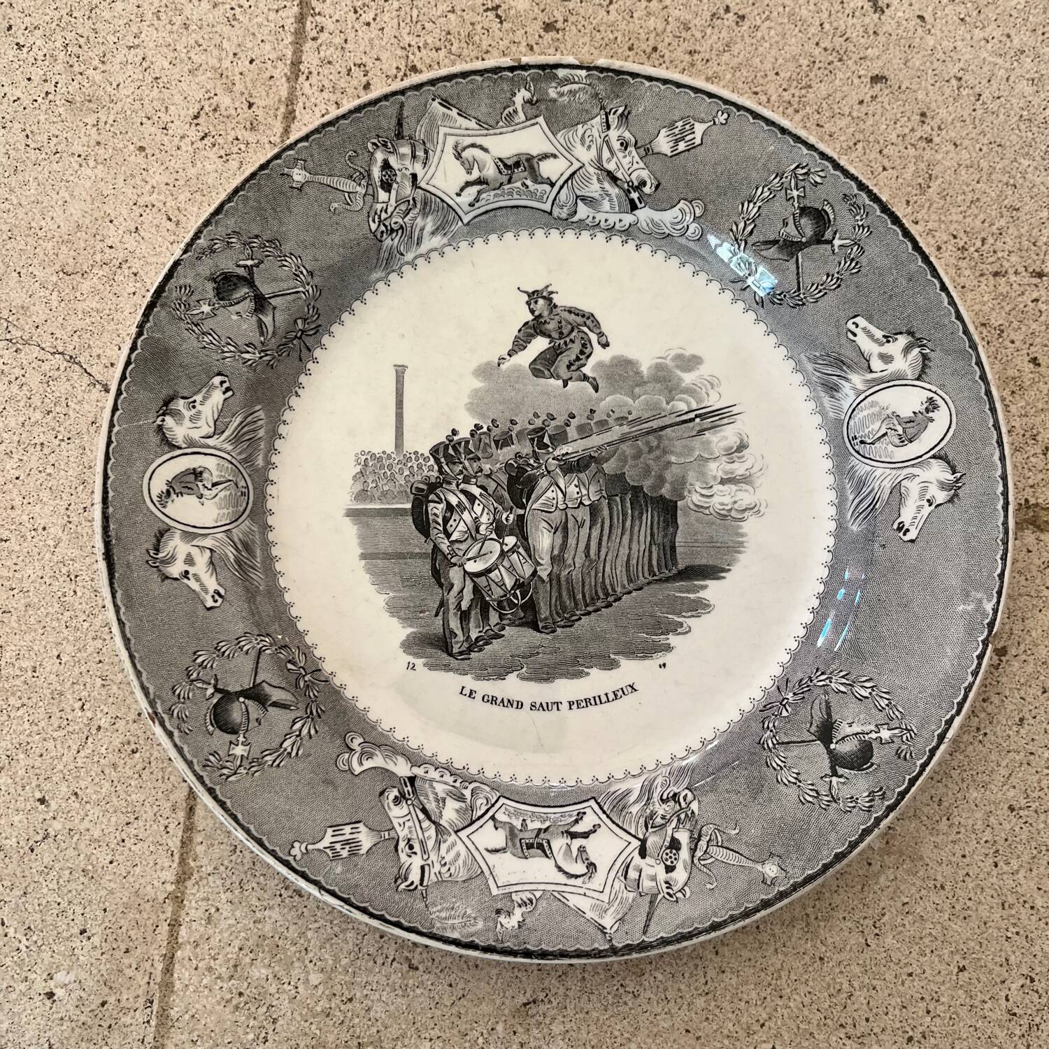 Duo of Creil & Montereau plates, 19th century.