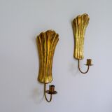 Pair of Art Deco wall sconces in brass, Sweden, 1950s