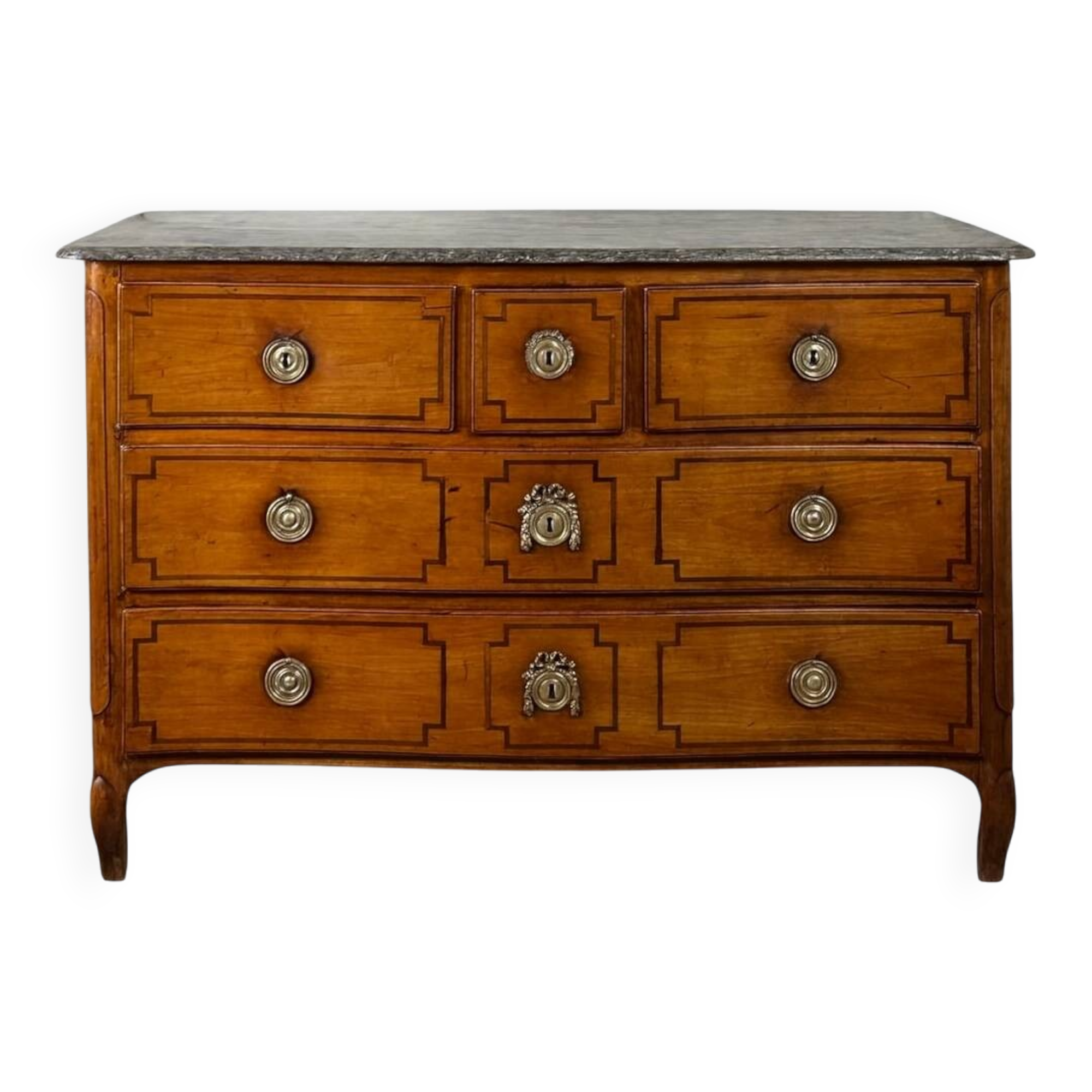 Transitional cherrywood chest of drawers, 18th century