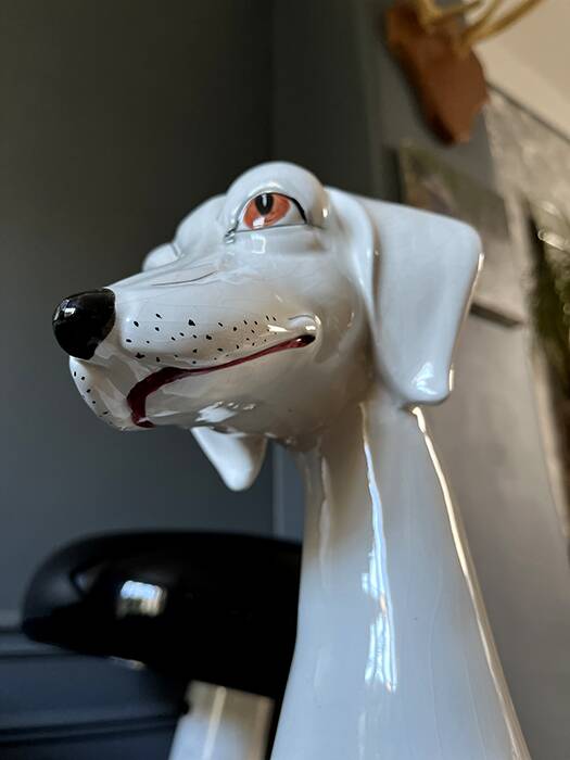 Enameled porcelain dog