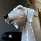 Enameled porcelain dog