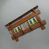 Art Nouveau wall coat rack with tiles