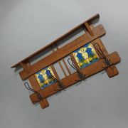 Art Nouveau wall coat rack with tiles
