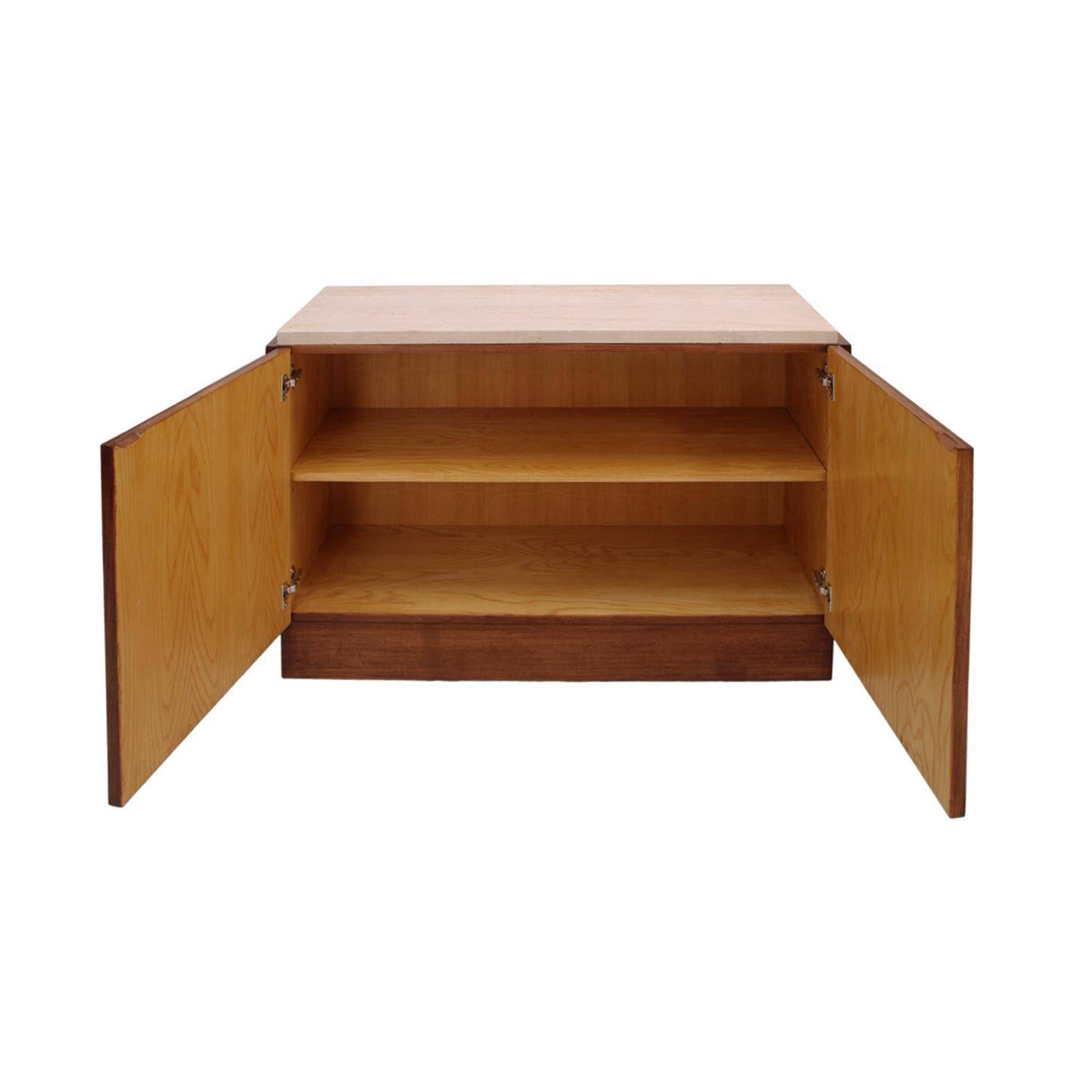 Contemporary Birch and Oak Sideboards with Travertine Top by LA Studio