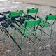 4 stackable garden armchairs wooden slats and metal tubes from the 50s