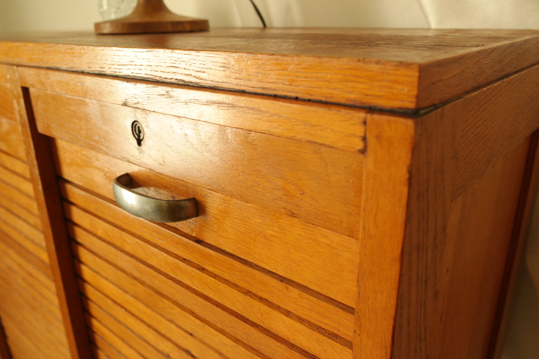 Radia vintage oak double curtain binder cabinet