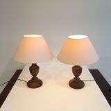 Set of two wooden vintage lamps