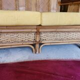 Old set sofa and rattan chair and caning