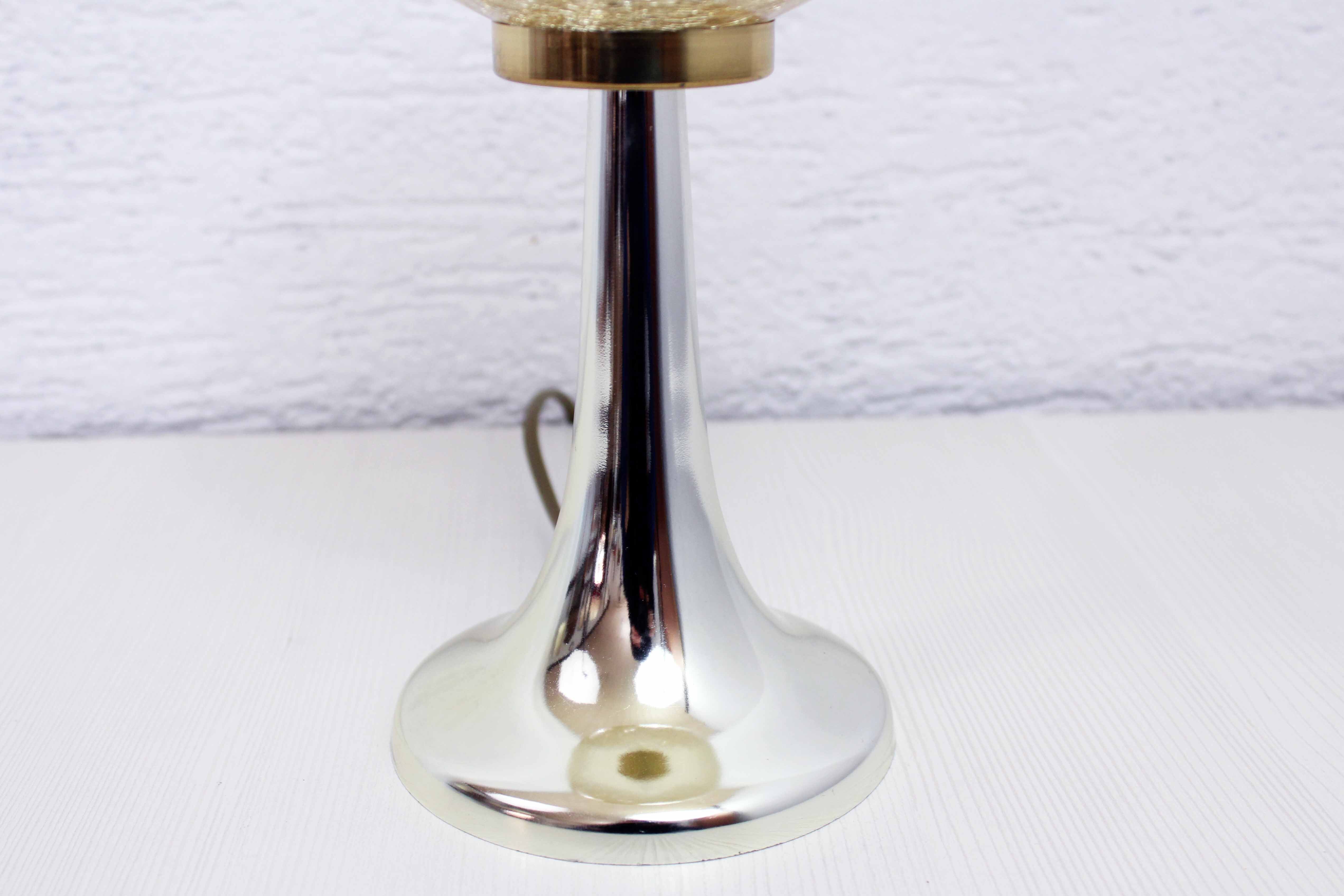 Lampe de table pied tulipe et verre craquelé doré