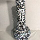 Former openwork vase painted glazed ceramics decoration vintage