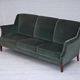 1960s, Danish 3-seater sofa, original turquoise-green furniture velour.
