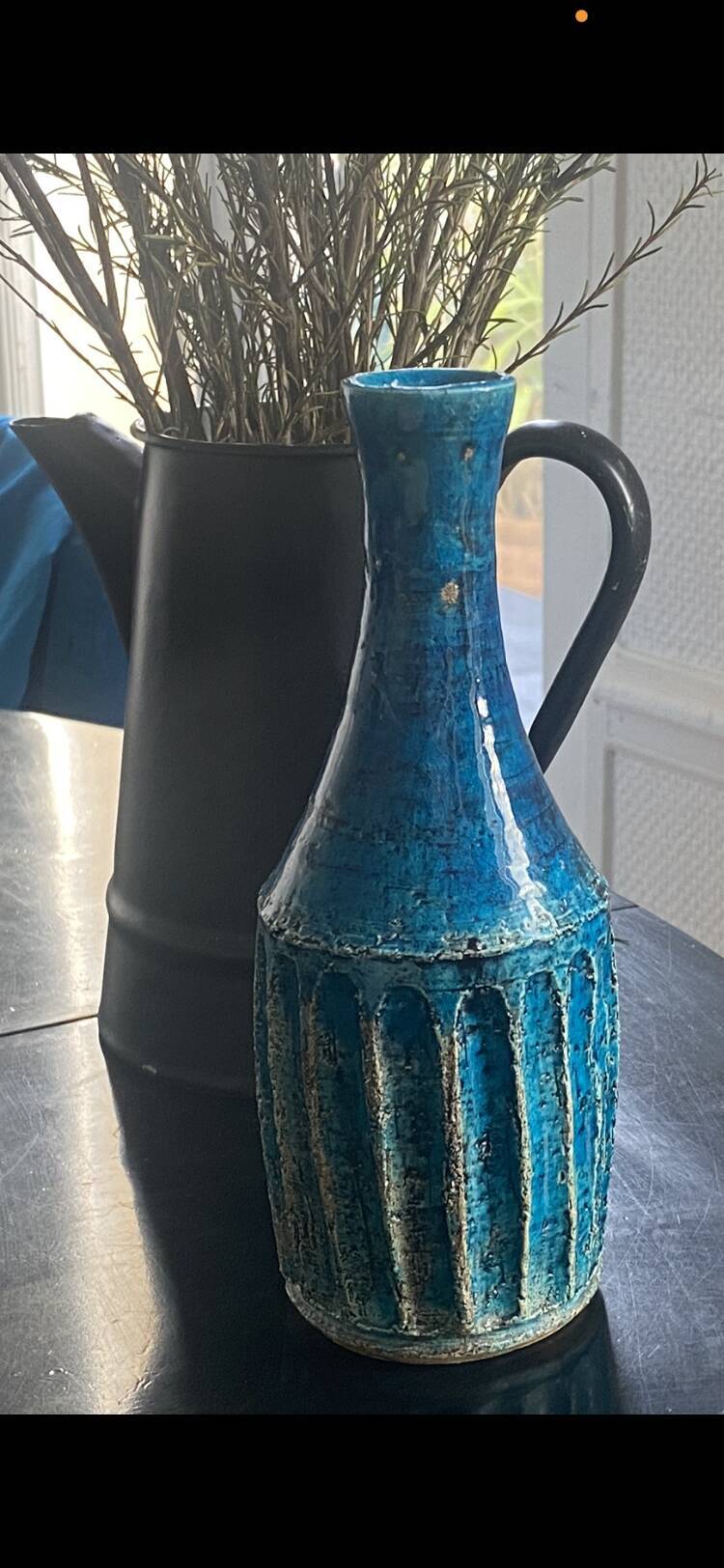 Vase vintage scandinave bleu