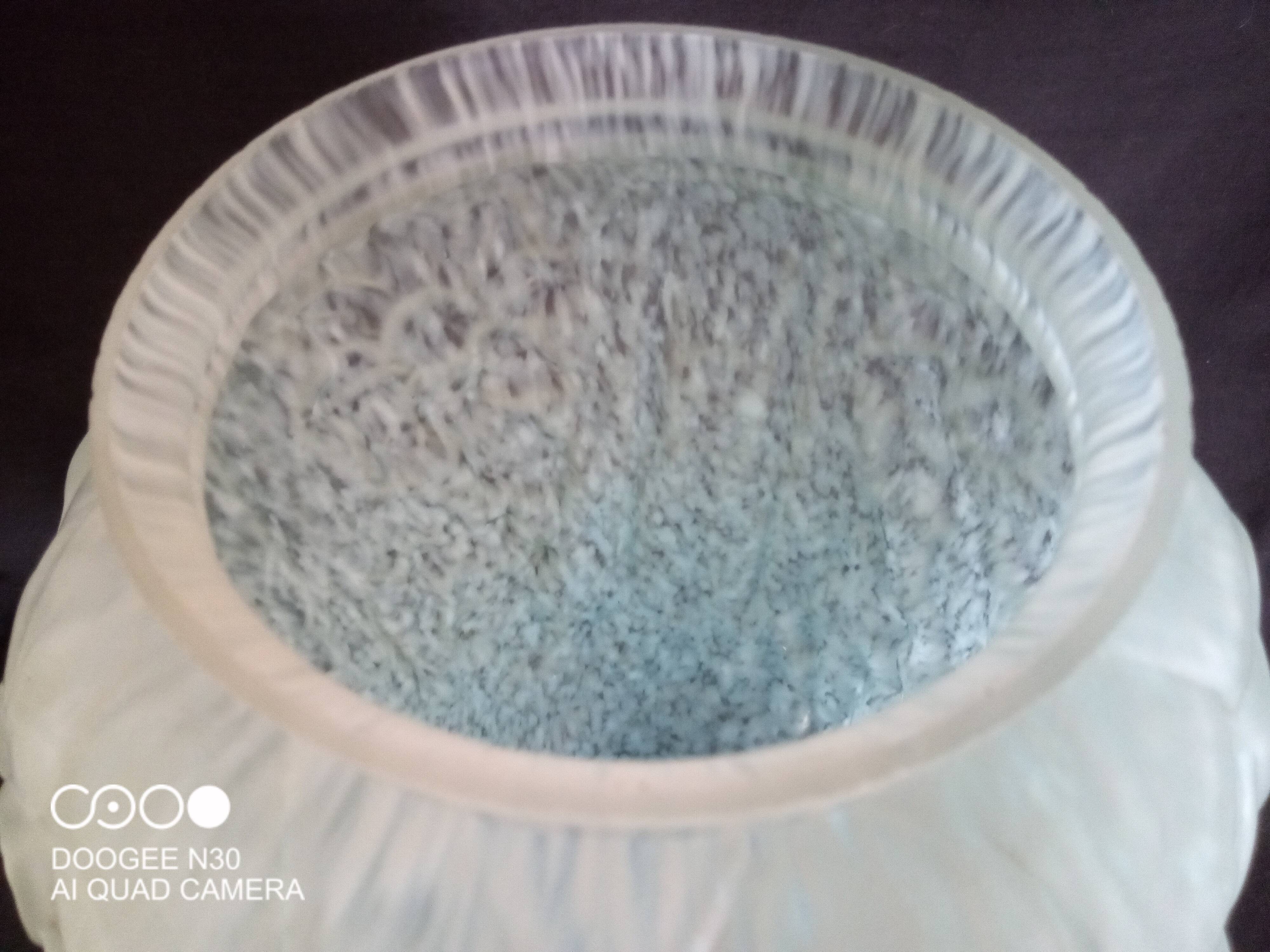 Art Deco vase in pressed molded glass paste, speckled blue color, h - 29