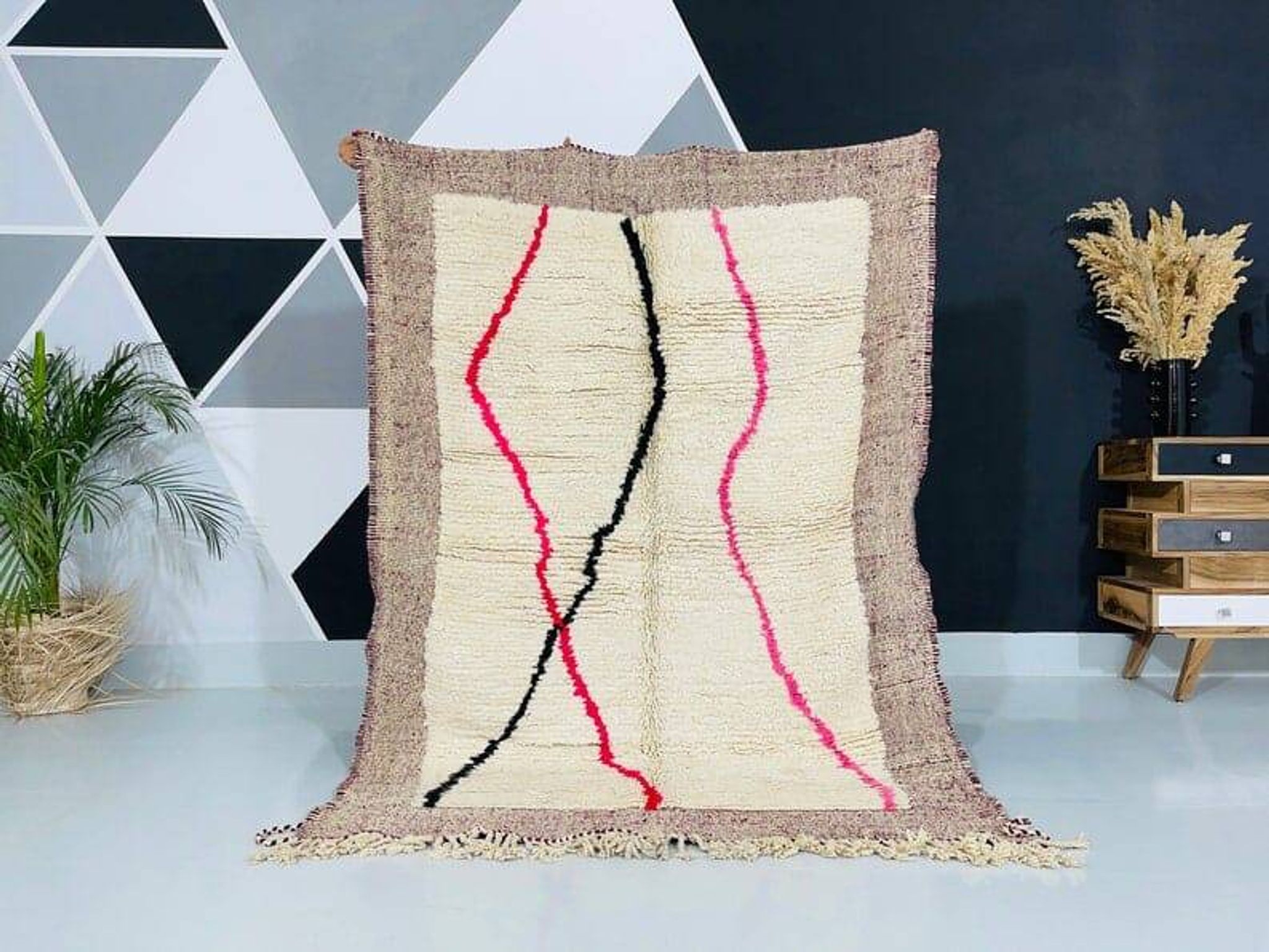 Tapis en laine pure naturelle fait main taille 140 x 260 cm