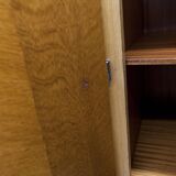 French wardrobe with tapered legs, 3 doors, 1 mirror (27*130), and 1 drawer.