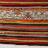 6x11 Peach Color Striped Kilim Rug, Antique Wool Kilim Rug, 165x326
