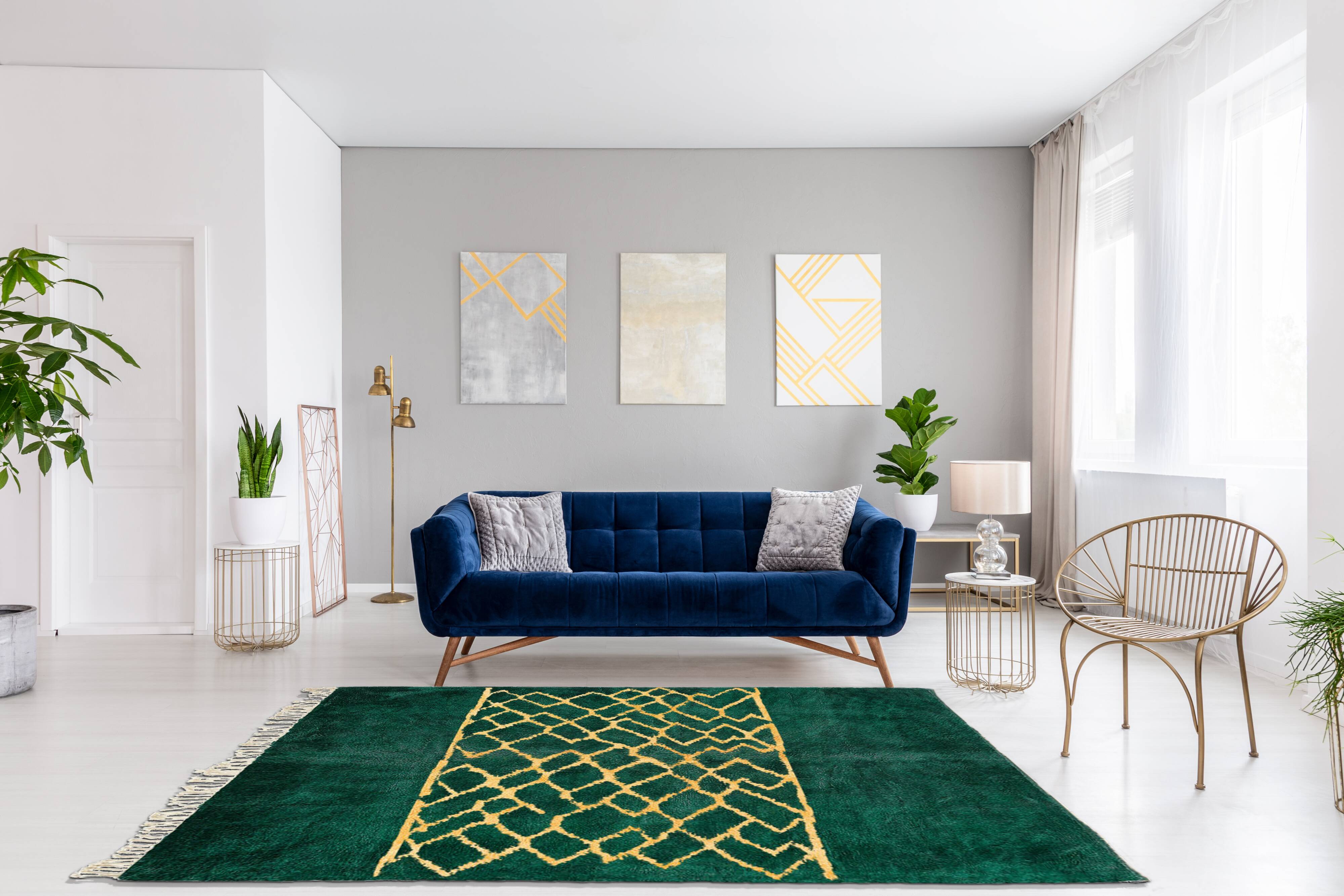 Modern Moroccan carpet green 370x280cm