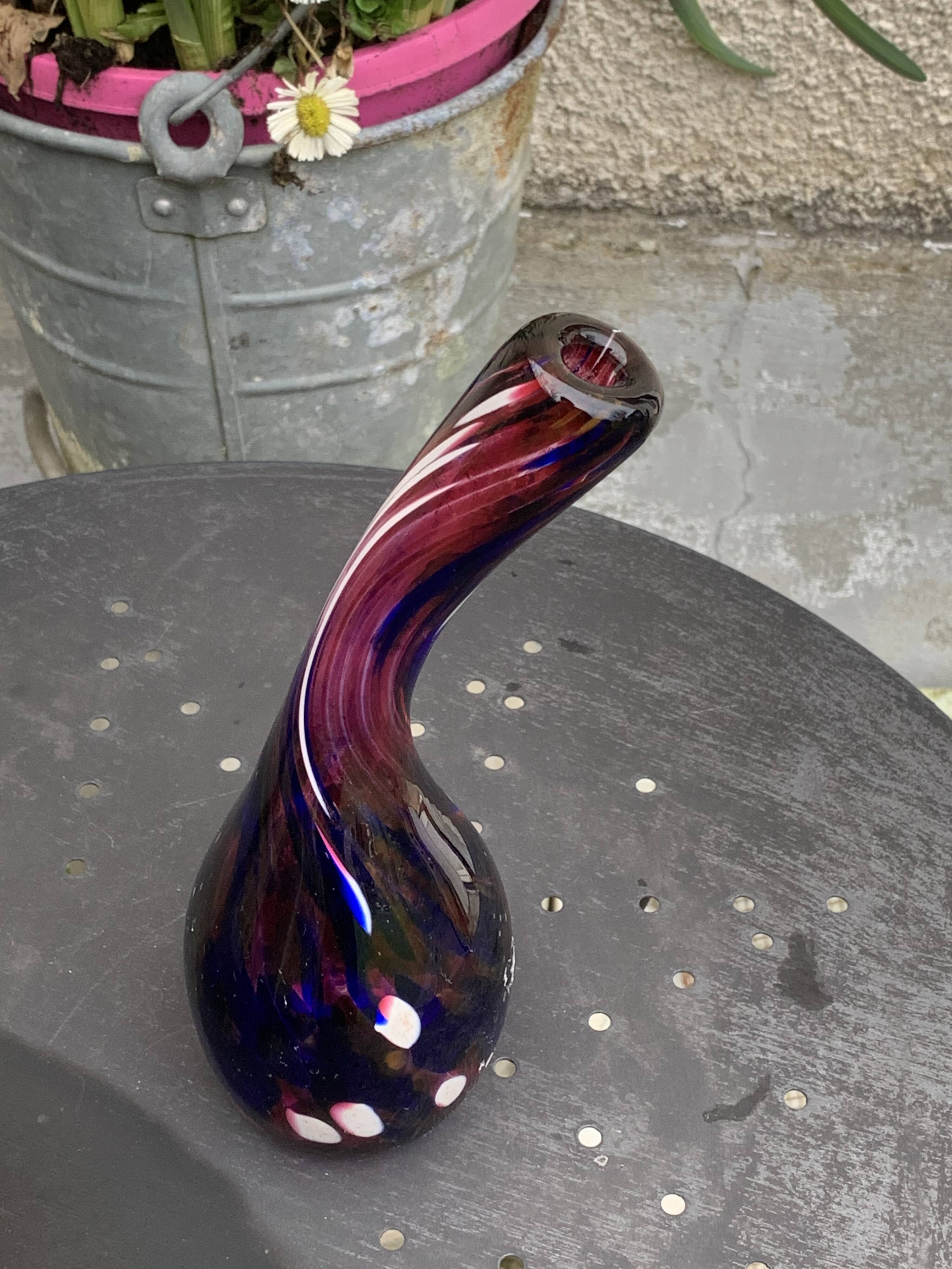 vase, blown glass soliflore, numbered 04, signed MDINA GLASS MALTA, vintage