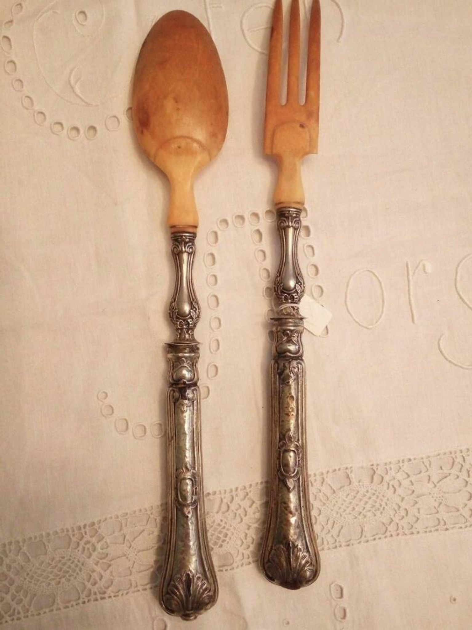 Couverts à salade en argent fourré