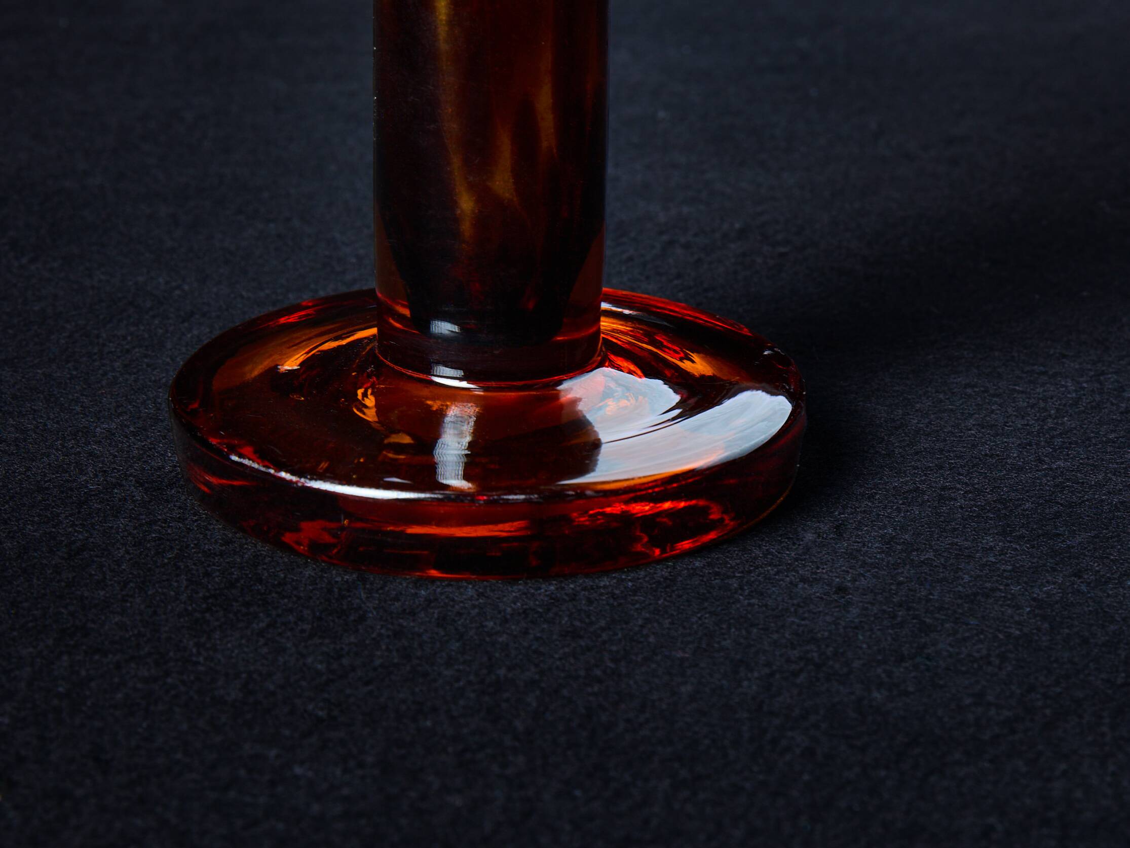 Amber blown glass candlestick – Art Deco style – 24.5 cm