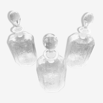 Set de 3 carafes en cristal 19ème