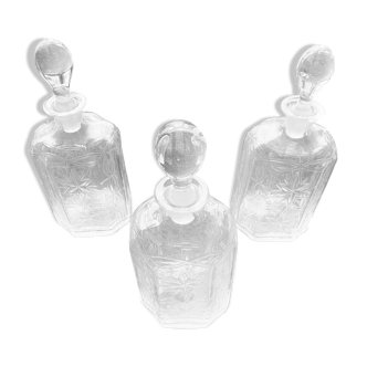 3 19th crystal carafes