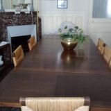 Solid walnut manor table (extendable) with chairs