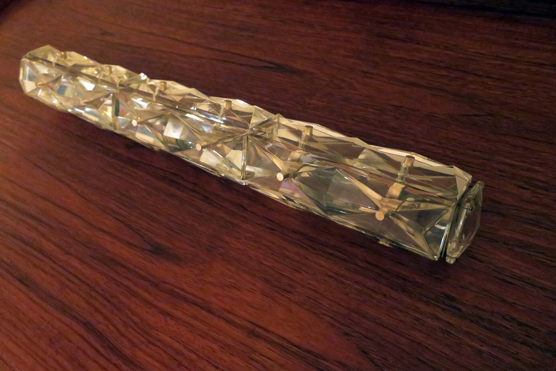 Kinkeldey faceted crystal long ceiling or wall light 1960s