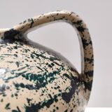 Vintage Brown and Green Lacquered and Handpainted Terracotta Vase, Deruta, Italy