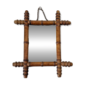 Antique bamboo mirror with pitted glass 40x34 cm