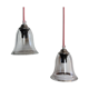 Duo de suspensions avec abat-jours en verre transparent vintage