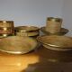Round basket rattan and brass 60s 70s