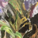 Oil on canvas bouquet with iris