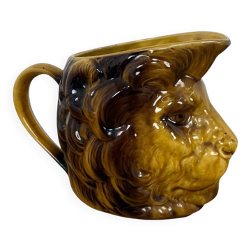 Antique Sarreguemines lion head creamer jug ca. 1900