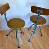 Set of two chairs - workshop stools, adjustable in height, industrial